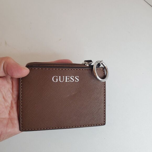 Guess Brown Faux Leather Mini Key Chain Wallet 3.5"×3" 90s Y2K Preppy - Picture 5 of 5